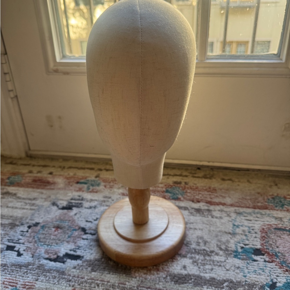 Chadwick Beige Mannequin Head with Wooden Base - Picture 4 of 6